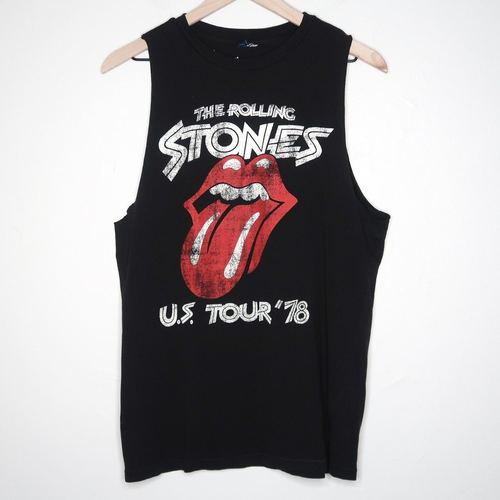 The Rolling Stones Womens Muscle Shirt Small Black Red US Tour '78 Festival Rock